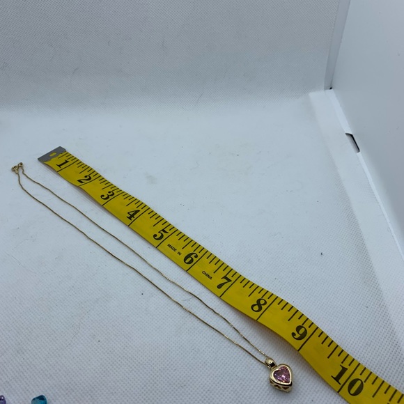 Gold Heart Necklace with Interchangeable Colored Jewels - Picture 6 of 6